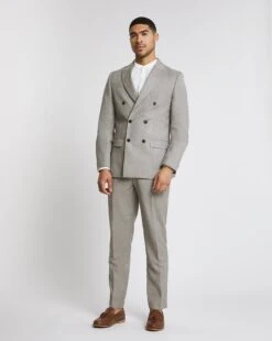 Oatmeal Linen Look Reg Fit Suit Trouser
