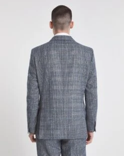 Blue Check Double Breasted Suit Jacket -Jacamo Shop w08ka155741w