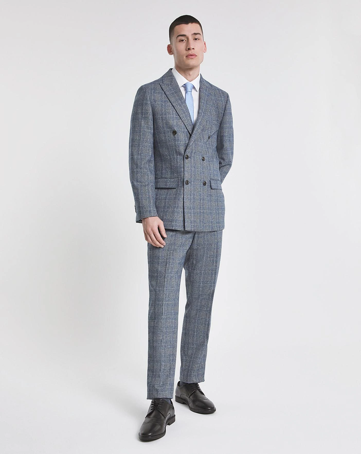 Blue Check Regular Fit Suit Trouser 1 Blue Check Regular Fit Suit Trouser
