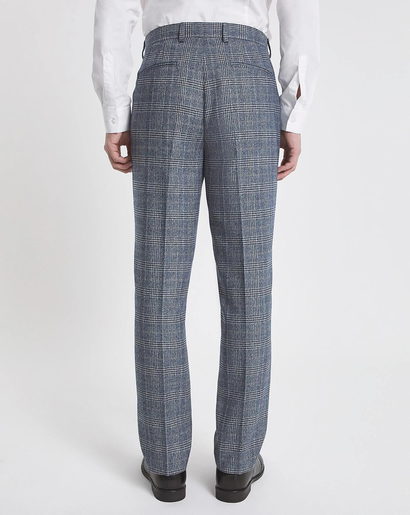 Blue Check Regular Fit Suit Trouser 2 Blue Check Regular Fit Suit Trouser - Image 2