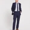 Navy Linen Look Reg Fit Suit Trouser