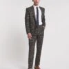 Brown Textured Check Reg Suit Trouser