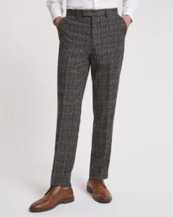 Brown Textured Check Reg Suit Trouser -Jacamo Shop w08ka207758w