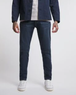Darkwash Tapered Fit Stretch Jeans