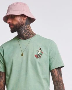 Acid Wash Graphic T-shirt Long -Jacamo Shop w08oc075779w