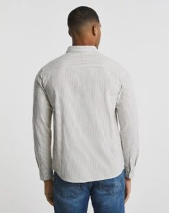 Tan Long Sleeve Stripe Oxford Shirt -Jacamo Shop w08wv434737w