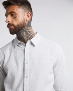 Long Sleeve Linen Shirt -Jacamo Shop w08wv494747w