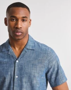 Short Sleeve Chambray Collar Shirt -Jacamo Shop w08wv545744w