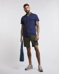 Double Pocket Revere Collar Linen Shirt