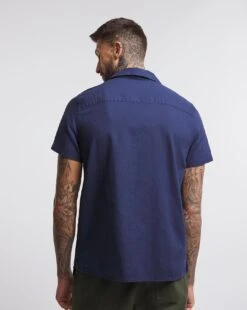 Double Pocket Revere Collar Linen Shirt -Jacamo Shop w08wv550749w