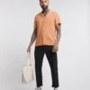 Short Sleeve Revere Collar Slub Shirt