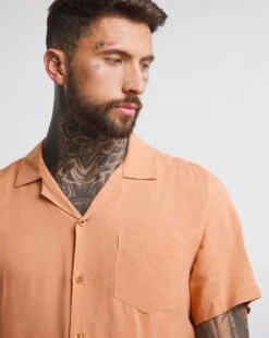 Short Sleeve Revere Collar Slub Shirt -Jacamo Shop w08wv566748w