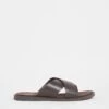 Smooth Leather Cross Over Sandal Wide