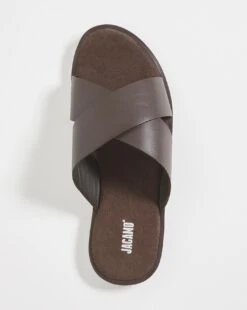 Smooth Leather Cross Over Sandal Wide -Jacamo Shop x01lj277736s