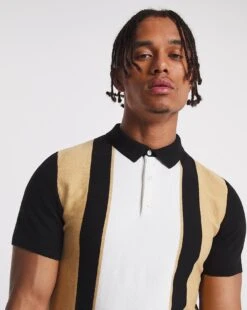 Short Sleeve Stripe Knitted Polo -Jacamo Shop x08ak576772w