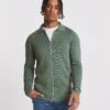 Green Cotton Knitted Zip Through Shirt