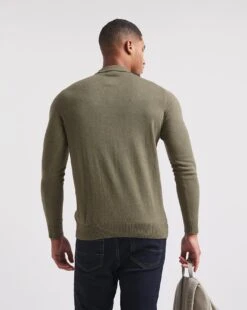 Cashmere Button Through Long Sleeve Polo -Jacamo Shop x08al321740w