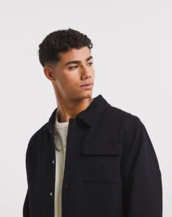 Navy Jersey Twill Shacket -Jacamo Shop x08bb059727w