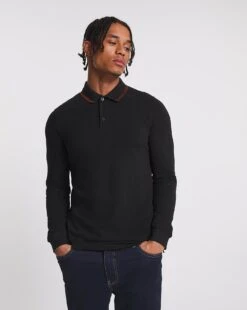 Long Sleeve Tipped Polo Long -Jacamo Shop x08mo824707w