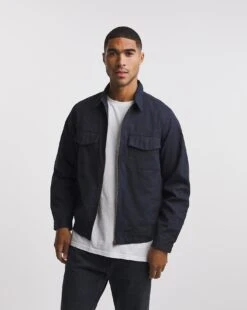 Navy Zip Shacket