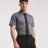 Grey Short Sleeve Formal Shirt Long
