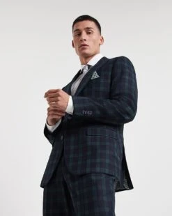 Tonal Tartan Check Suit Jacket