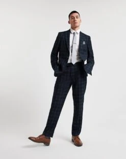 Tonal Tartan Check Suit Trousers