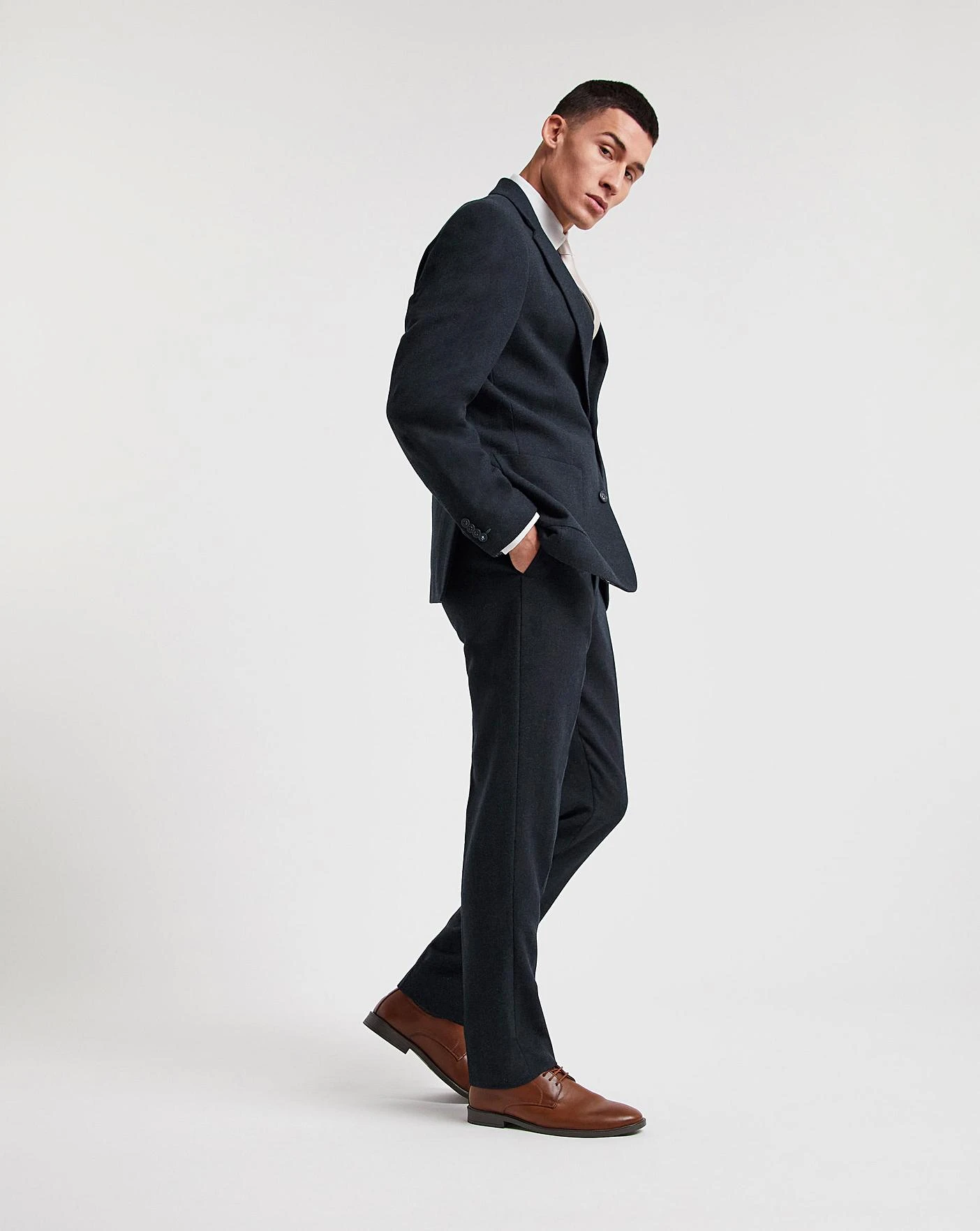 Navy Donegal Tweed Suit Trouser 1 Navy Donegal Tweed Suit Trouser