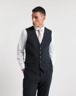 Navy Donegal Tweed Waistcoat