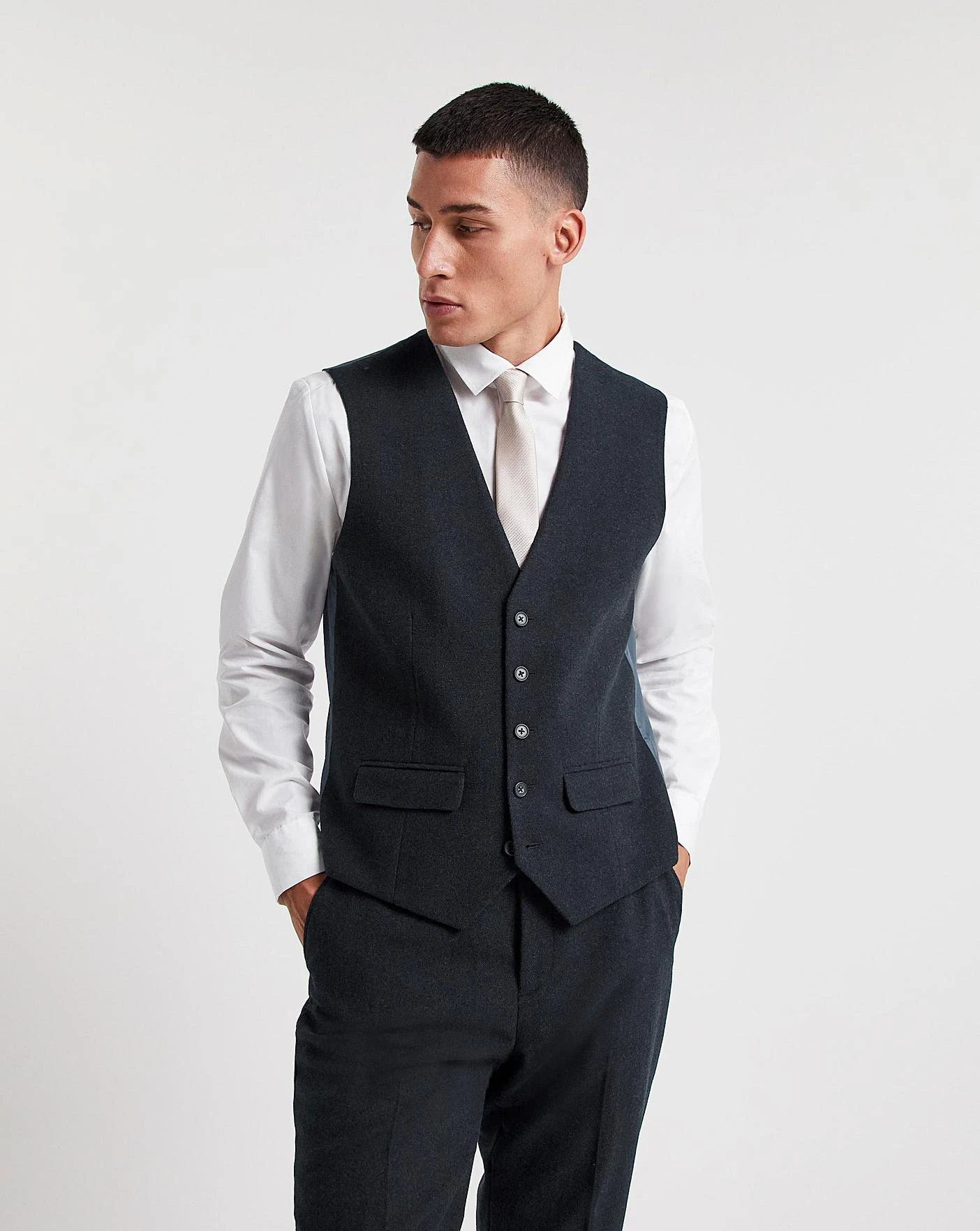 Navy Donegal Tweed Waistcoat 1 Navy Donegal Tweed Waistcoat