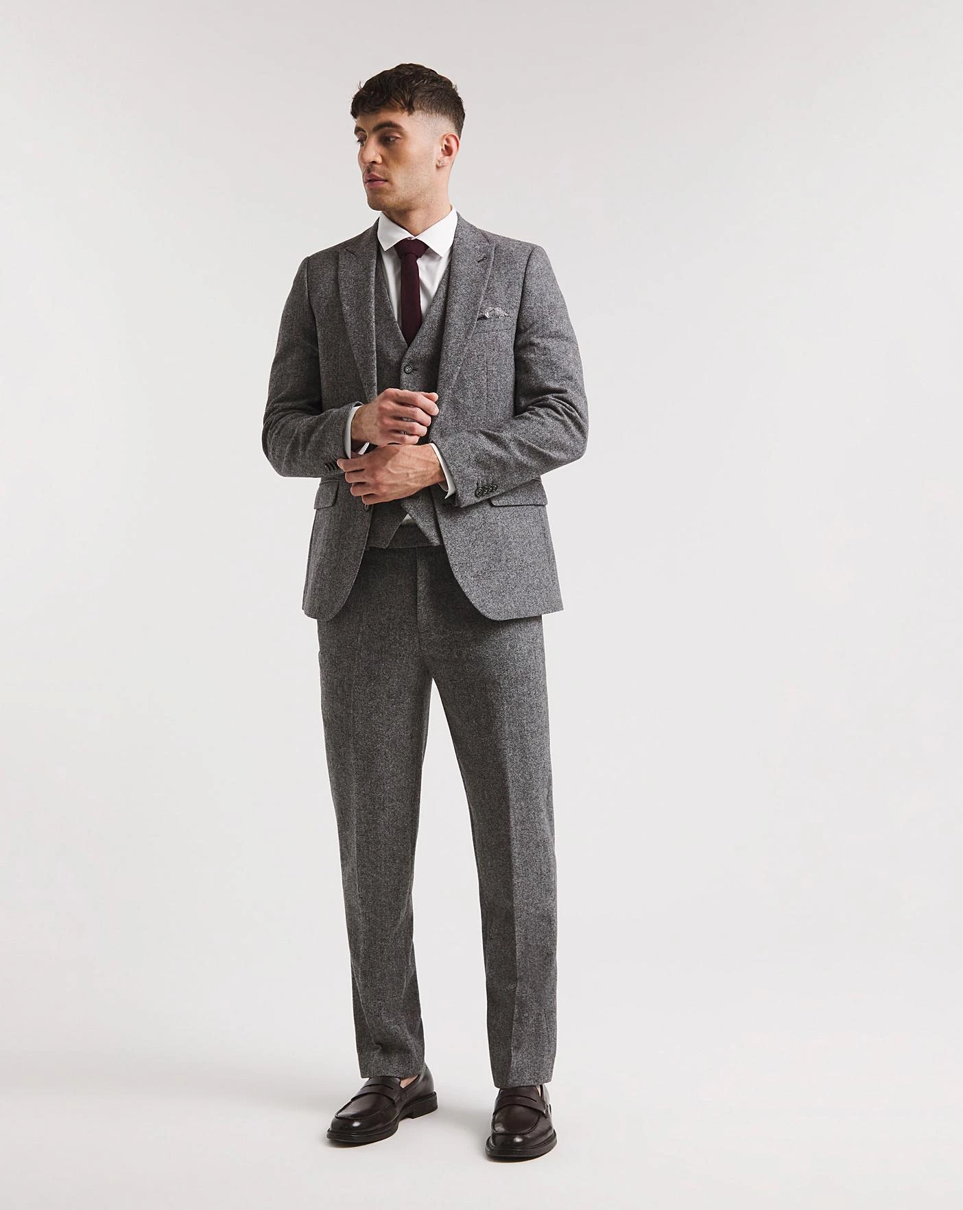 Charcoal Donegal Tweed Suit Trouser 3 Charcoal Donegal Tweed Suit Trouser - Image 3