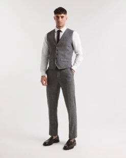 Charcoal Donegal Tweed Waistcoat