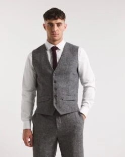 Charcoal Donegal Tweed Waistcoat -Jacamo Shop x08pn230738w