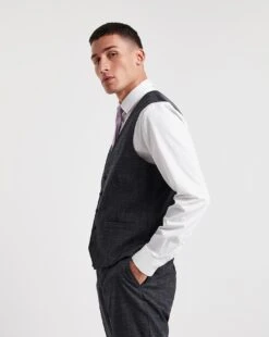 Semi Plain Textured Waistcoat -Jacamo Shop x08pn386708w