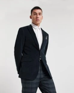 Navy Fine Needle Cord Blazer