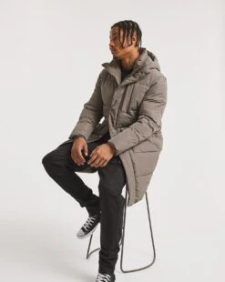 Grey Longline Padded Coat