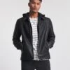 Black Faux Leather Harrington Jacket
