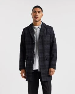 Wool Mix Check Overcoat
