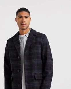 Wool Mix Check Overcoat -Jacamo Shop x08rw481742w