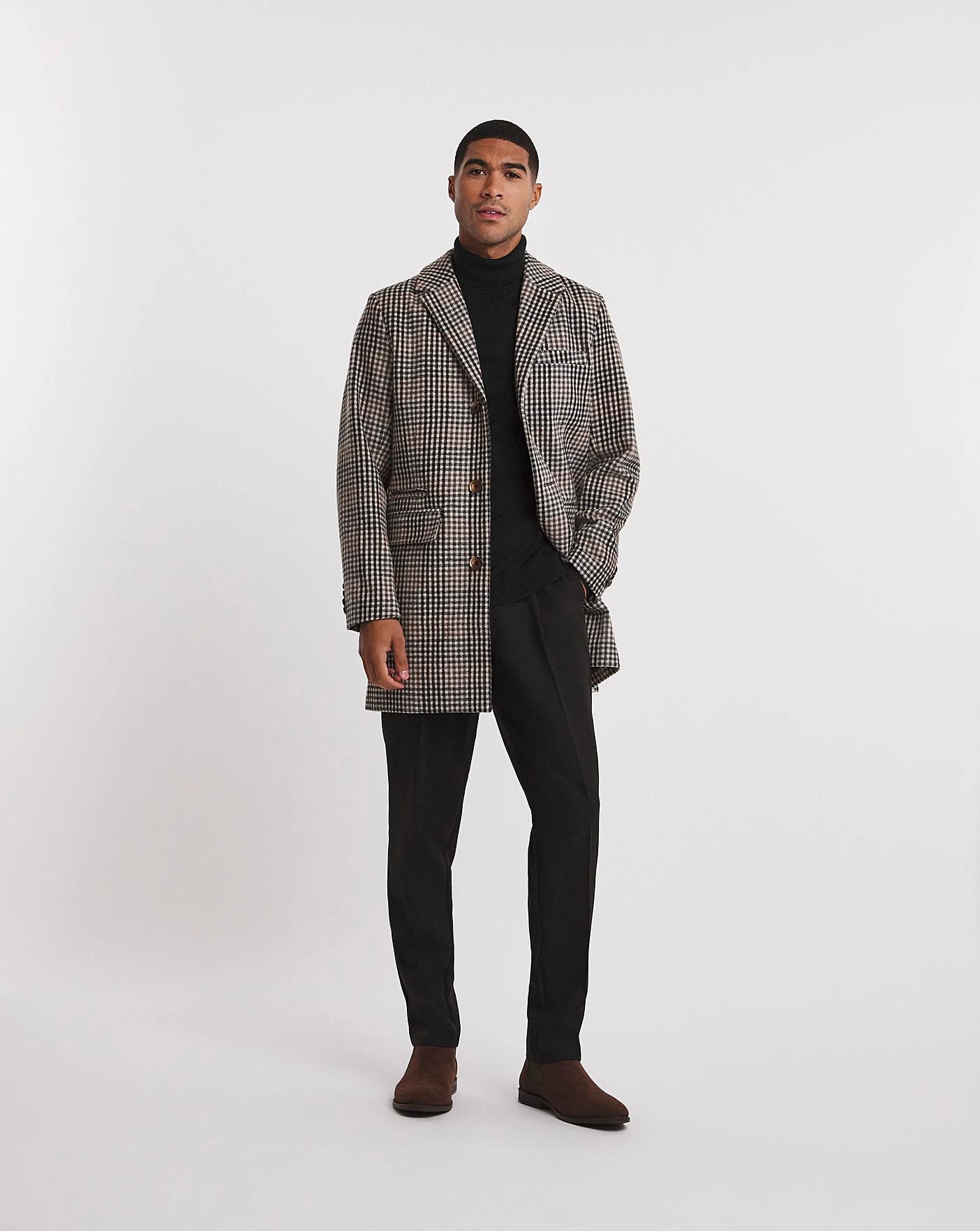 Wool Mix Check Over Coat 2 Wool Mix Check Over Coat - Image 2