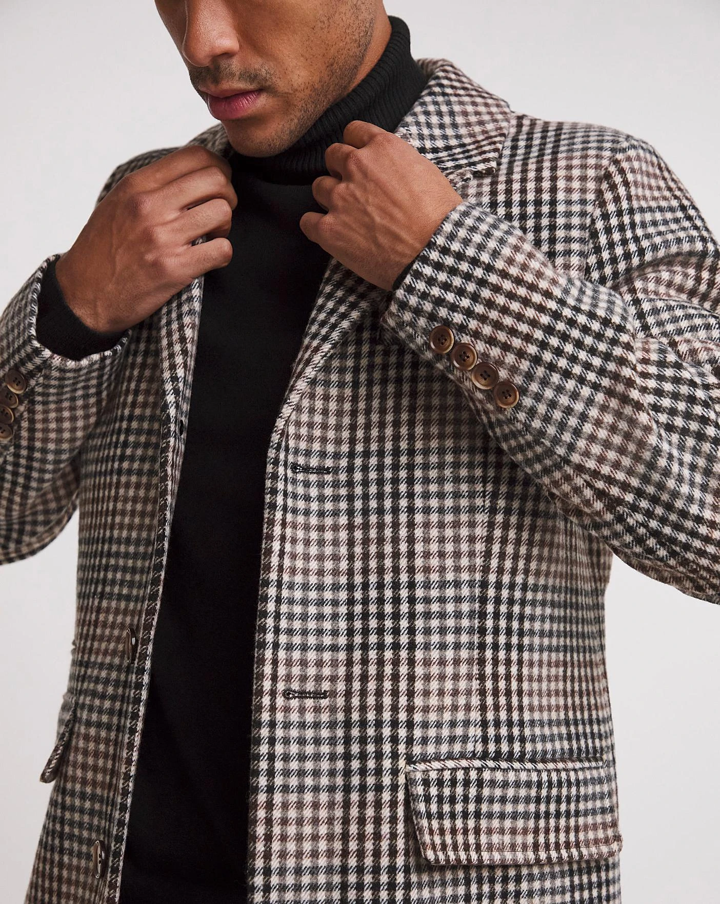 Wool Mix Check Over Coat 3 Wool Mix Check Over Coat - Image 3