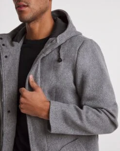 Grey Hooded Faux Wool Formal Coat -Jacamo Shop x08rw486739w