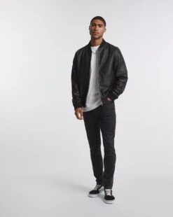 Black Leather Bomber Jacket -Jacamo Shop x08rw487739w