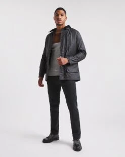Black Cotton Wax Jacket -Jacamo Shop x08rw494738w