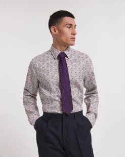 William Hunt Floral Print Jacquard Shirt -Jacamo Shop x08vm378740w