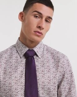 William Hunt Floral Print Jacquard Shirt -Jacamo Shop x08vm378741w