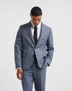 Blue Windowpane Check Reg Suit Jacket -Jacamo Shop x08yy114740w