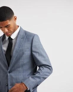 Blue Windowpane Check Reg Suit Jacket -Jacamo Shop x08yy114742w