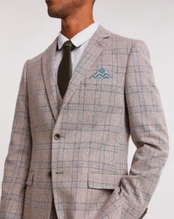 Stone Heritage Check Reg Fit Suit Jacket -Jacamo Shop x08yy239739w