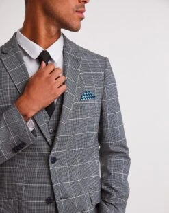 Blue Check Regular Fit Suit Jacket -Jacamo Shop x08yy257741w